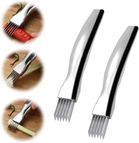 Miniatura 8 de Shred Silk The Knife, cuchillo de cebolla verde picada de acero inoxidable 2024, picador rápido de alimentos, cortador afilado de cebolleta para 1pcs