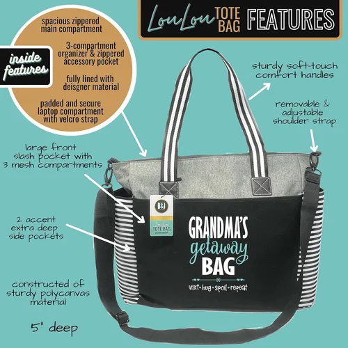 Miniatura 117 de Brooke & Jess Designs Bolso de mano para la abuela – Bolso de lona resistente con cremallera y bolsillo interior para la abuela para uso diario