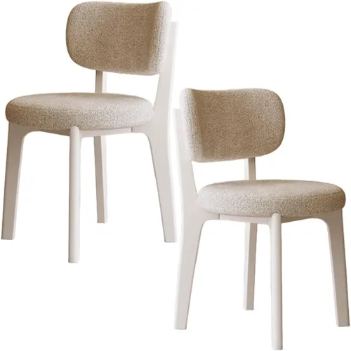 Miniatura 60 de YVYKFZD Solid Wood Dining Chairs, Fabric Dining Room Chair Set of 2/4/6, Upholstered Kitchen Chairs with Curved Backrest, Armless Living Room Chair