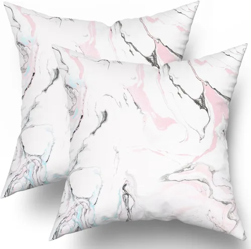 Miniatura 20 de Juego de 2 fundas de almohada de rayas negras para exteriores, 16 x 16 pulgadas, diseño geométrico de rayas abstractas, algodón y lino, cuadradas