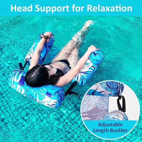 Miniatura 7 de Silla flotante inflable para piscina, paquete de 2 flotadores de piscina para adultos, resistentes, sillas flotantes de agua, flotadores inflables