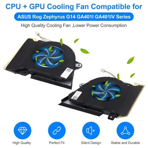Miniatura 2 de Paquete de 2 ventiladores de refrigeración para ASUS Rog Zephyrus G14 GA401I GA401I GA401IV GA401IU GA401IH GA401IH GA401II DFSCK22105182H FMBB