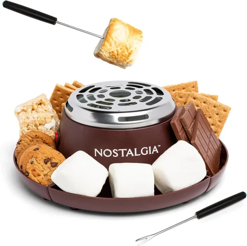 Miniatura 8 de Nostalgia Fabricante de S'mores Eléctrico de Mesa para Interior - Kit de S'mores con Palitos para Asar Malvaviscos y 4 Bandejas para Galletas