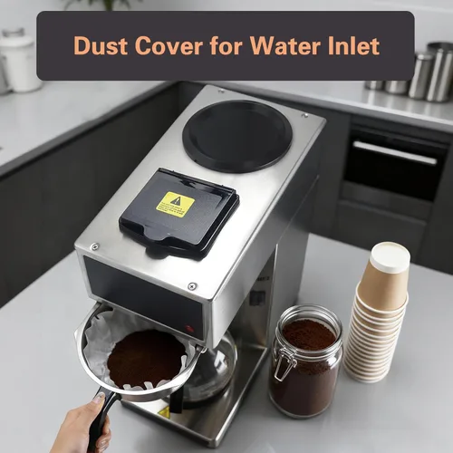 Miniatura 5 de VONCI Cafetera comercial de 1610 W, cafetera de goteo de 12 tazas, 2 jarras de vidrio y 2 calentadores, carcasa y embudo de acero inoxidable