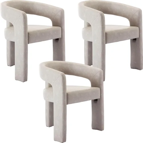 Miniatura 39 de BESTANO Sillas de comedor modernas tapizadas en terciopelo de vellón con respaldo abierto, lindas sillas laterales de barril, sillas de cocina