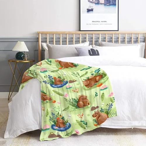 Miniatura 6 de Cabybara - Manta de franela Capybara ultrasuave y bonita para niños y niñas, manta de felpa acogedora y divertida de animales, regalo divertido