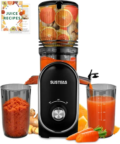 Miniatura 9 de SUSTEAS Exprimidor de Prensa Fría, Conducto de Alimentación de 5.3", Máquinas de Masticación Lenta con 300W, Se Adapta a Frutas y Verduras Enteras