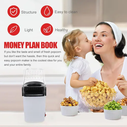 Miniatura 8 de BESTOYARD Small Home Popcorn Machine 110v Air Popcorn Maker Abs Plastic Snack Maker for Domestic Use White for Healthy Oil-free Popping