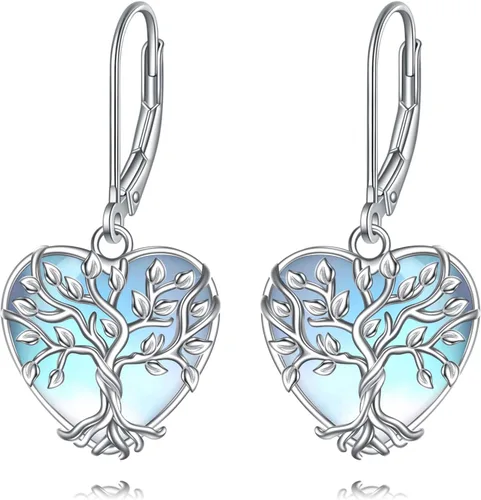 Miniatura 229 de Aretes colgantes con forma de lágrima de filigrana de piedra lunar de plata de ley 925 con cierre de palanca para mujer, regalos de joyería