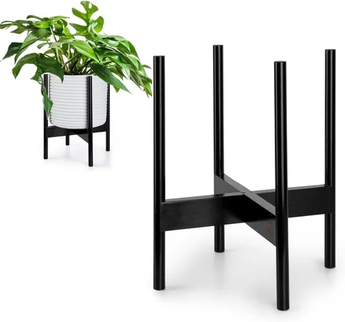 Miniatura 17 de Fox & Fern Soporte Grande Ajustable para Plantas de Interior — 11 a 15 Pulgadas, Soporte Premium de Bambú Estilo Moderno de Mediados del Siglo