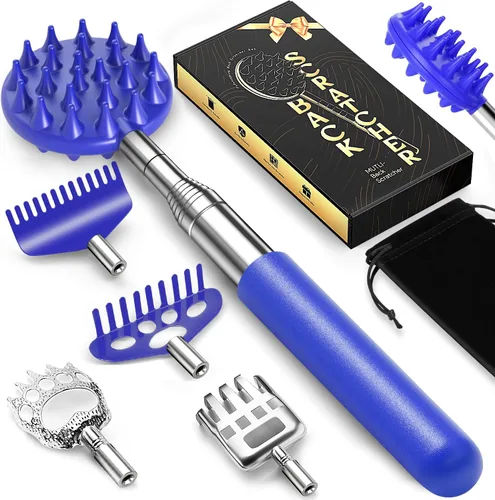 Miniatura 10 de TUKUOS Rascador telescópico de espalda con 5 cabezas desmontables, regalos para el día de San Valentín para él y hombres, puntas de rascado más