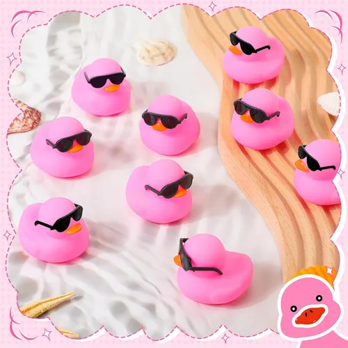 Miniatura 3 de Sosation 36 Paquetes de Patitos de Goma Mini con Juego de Gafas de Sol de 2.2 Pulgadas, Patitos de Goma Chistosos y Sonorosos para Baño, Flotadores