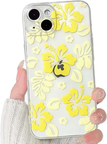 Miniatura 17 de Lovmooful Funda compatible con iPhone 13, bonito diseño transparente de flores de hibisco con estampado floral para niñas y mujeres, TPU suave a