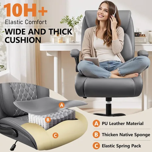 Miniatura 7 de BESTFAIR Silla de oficina, silla ejecutiva de escritorio para computadora con soporte lumbar para aliviar el dolor de espalda baja, silla ergonómica