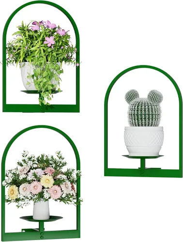 Miniatura 19 de Soporte para plantas de pared de metal negro, paquete de 2 soportes para plantas montados en la pared y soportes colgantes para macetas