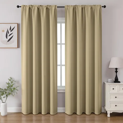 Miniatura 26 de CUCRAF - Cortinas opacas beige de 45 pulgadas, juego de 2 paneles con bolsillo para barra, cortinas para oscurecer dormitorios y sala de estar