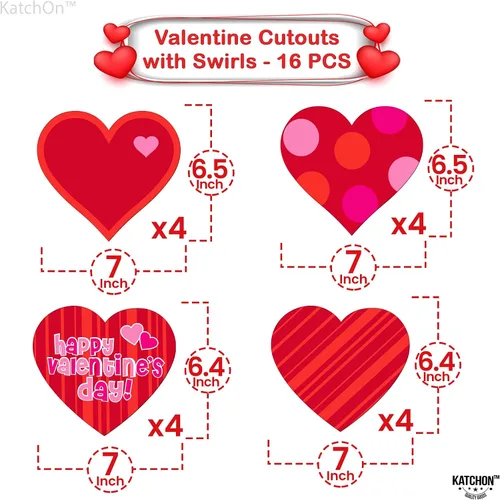Miniatura 5 de KatchOn, Decoraciones de corazones colgantes de San Valentín, paquete de 31, pancarta de feliz día de San Valentín, Cupido, carta de amor