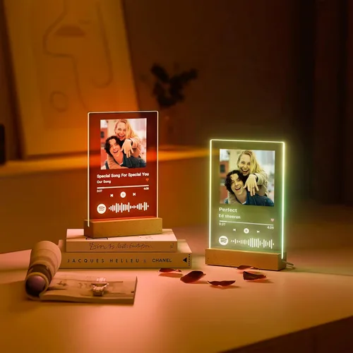 Miniatura 2 de Placa personalizada de Spotify, regalo ideal para él, canción acrílica personalizada con foto, cubierta de álbum de fotos personalizable, luz