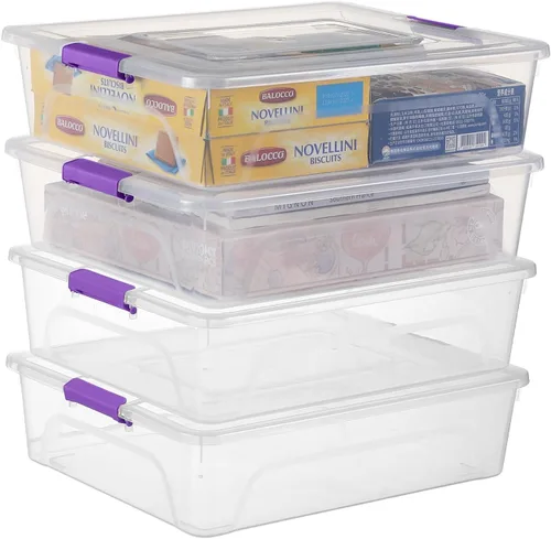 Miniatura 9 de Contenedores de almacenamiento de plástico transparentes para manualidades con mango gris, caja organizadora con tapas duraderas, contenedores