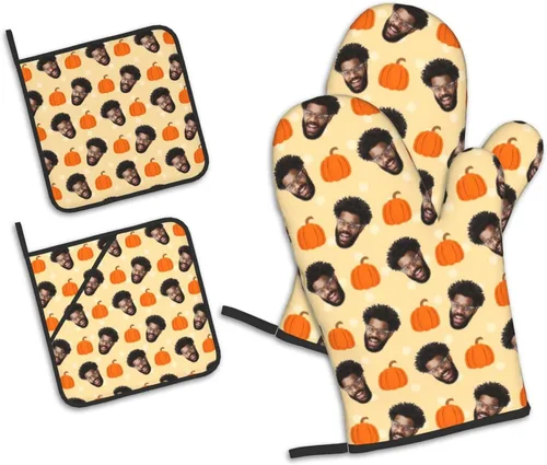 Miniatura 7 de Manoplas de horno personalizadas para Navidad, juego de guantes de horno personalizados y soportes para ollas con foto, divertidos regalos