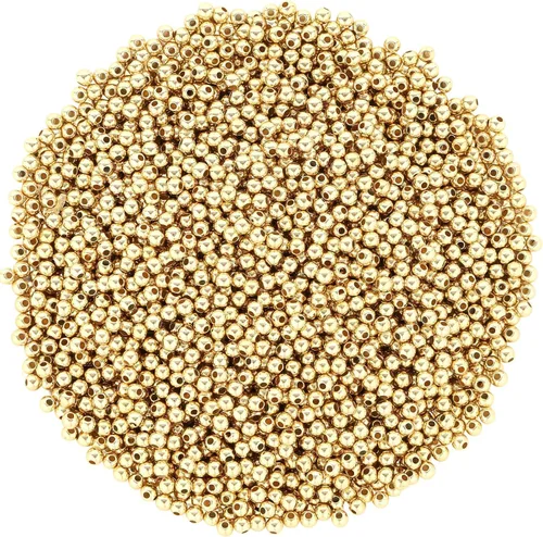 Miniatura 13 de 1200 piezas de cuentas redondas doradas espaciadoras lisas con forma de bola sueltas para pulseras, 4 mm, 6 mm, 8 mm