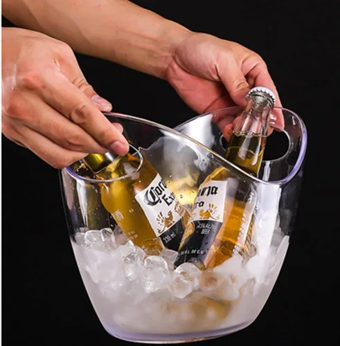 Miniatura 2 de Enfriador de vino y tina de bebidas para fiestas, cubo de hielo acrílico transparente de grado alimenticio, bañera de almacenamiento de 3.5 litros