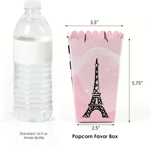 Miniatura 3 de Big Dot of Happiness Paris, Ooh La - Juego de 12 cajas de palomitas de maíz con temática de baby shower o fiesta de cumpleaños