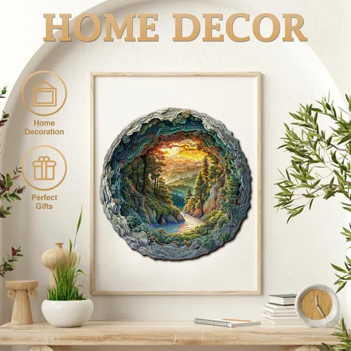 Miniatura 8 de KAAYEE Rompecabezas de madera para adultos, rompecabezas de madera con efecto de visión 3D, diseño de bosque cueva con forma única, rompecabezas