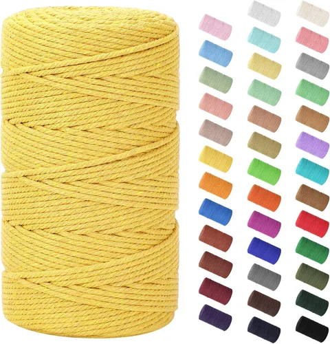 Miniatura 34 de Cordón de macramé de 0.079 in x 380 yardas (1140 pies), cuerda de algodón natural para colgar en la pared, ganchos de plantas, manualidades, Beige