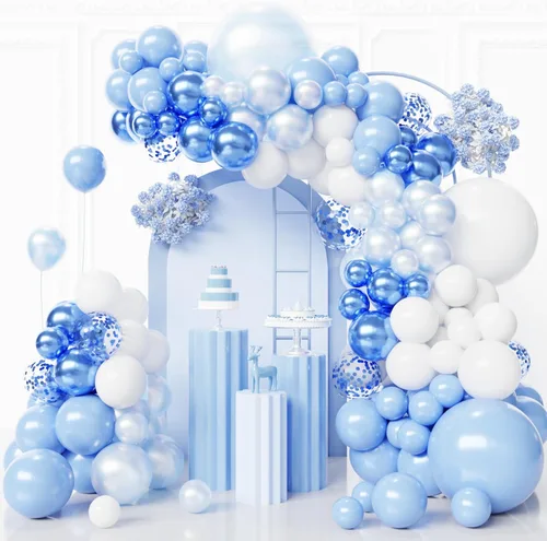 Miniatura 29 de Kit de arco de globos negros y plateados, 130 guirnaldas de globos negros metálicos, globos de látex plateados metálicos de diferentes tamaños
