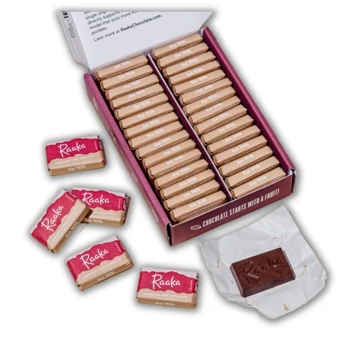 Miniatura 7 de Raaka Caja de regalo de chocolate negro Paquete variado de mini chocolate negro Orgánico, vegano, sin gluten Caja de 30 chocolates envueltos