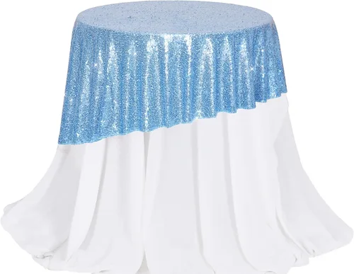Miniatura 155 de PartyDelight Mantel de lentejuelas redondo de 50 pulgadas, color dorado claro, adorno de mesa para decoración de bodas, fiestas, cumpleaños