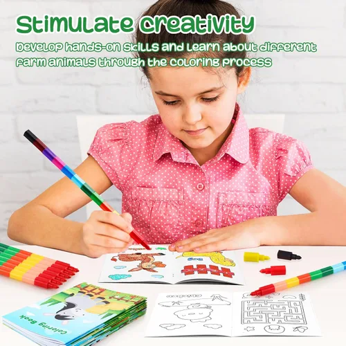Miniatura 4 de BenLouis 24 piezas de libros para colorear mini de animales de granja, recuerdos de fiesta para niños, pequeños libros de actividades a granel