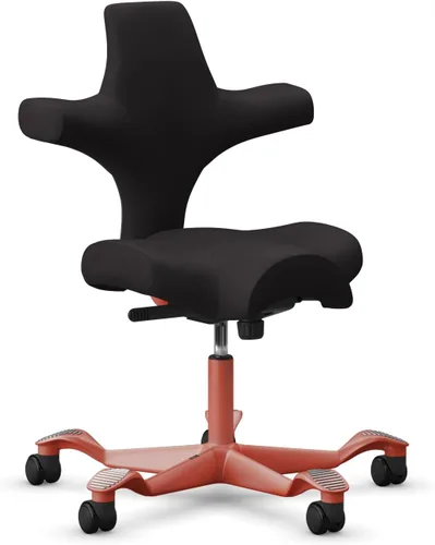 Miniatura 23 de HAG Capisco Silla de escritorio estándar ajustable, marco negro, asiento negro de vinilo ónix