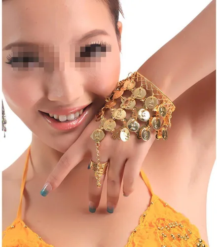 Miniatura 2 de Pulsera de pulsera para mujer con moneda triangular para danza del vientre, joyería gitana
