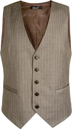 Miniatura 2 de Alizeal Chaleco de traje de negocios a rayas para hombre, vestido formal, chaleco de esmoquin