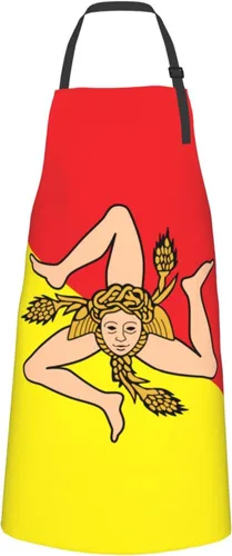 Miniatura 8 de Delantales de bandera de Sicilia para hombres y mujeres con bolsillos, delantal ajustable resistente al agua y al aceite para cocinar, cocina