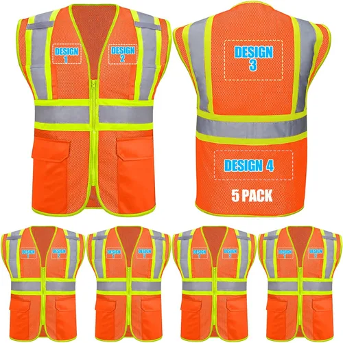 Miniatura 18 de Chalecos de seguridad con logotipo personalizado (S, M, L, XL, 2XL, 3XL, 4XL) Chalecos de seguridad reflectantes de alta visibilidad Clase 2