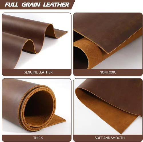 Miniatura 5 de RingSun Hojas de cuero genuino para manualidades de cuero, 12 x 12 pulgadas, cuero de grano completo para herramientas, costura artesanal