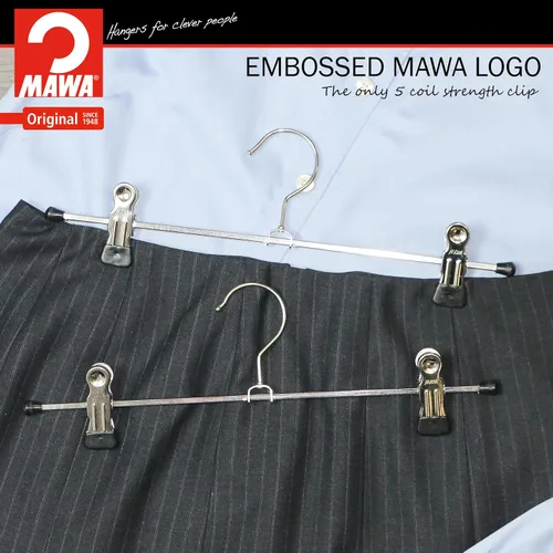 Miniatura 3 de Mawa by Reston Lloyd - Percha de ropa para pantalones y faldas con dos clips antideslizantes, estilo K/30D, 12 pulgadas, juego de 12, negro
