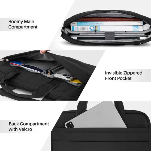 Miniatura 4 de BAFFINA Bolsa de hombro para laptop de 15.6, 16, 17.3 pulgadas, para hombres y mujeres, funda de transporte impermeable para computadora, bolsa