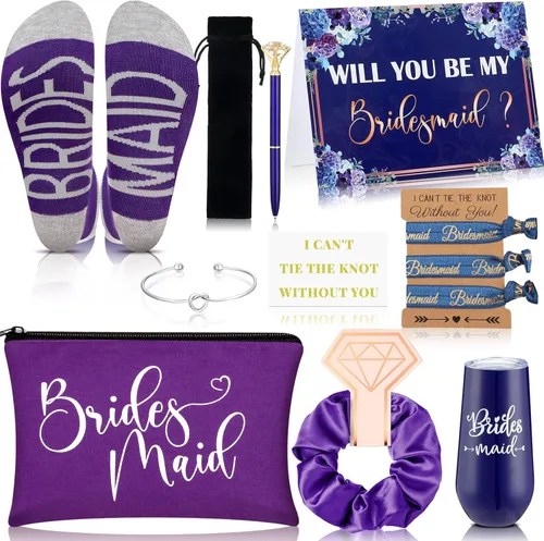 Miniatura 13 de Yexiya Juego de 13 piezas de regalo de caja de propuesta de dama de honor, regalo con texto en inglés "Will You Be My Maid of Honor", de acero