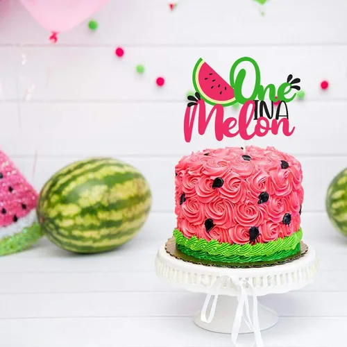 Miniatura 4 de Decoración para pastel de sandía con purpurina One in a Melon, decoración de fiesta infantil con temática de sandía, suministros de fiesta para baby