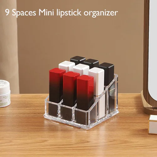 Miniatura 3 de Organizador y almacenamiento de lápiz labial, 9 ranuras transparente para estante de exhibición (QX152)