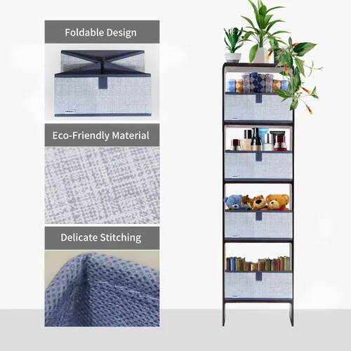 Miniatura 4 de Paquete de 3 contenedores de almacenamiento para armario, caja de almacenamiento grande trapezoidal, cestas de tela plegables para organizar ropa