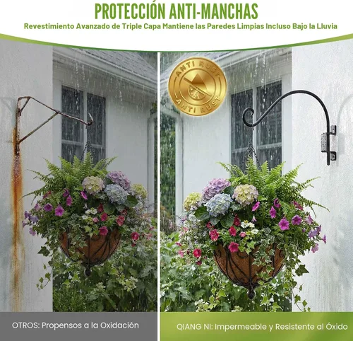 Miniatura 5 de AJART - Gancho para colgar macetas y comederos de pájaros en exteriores, color negro A-1 pieza