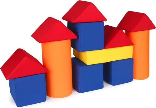 Bloques de construcción de espuma para niños pequeños, 12 piezas + 4 tipos de formas coloridos juegos de bloques apilables para niños, bloques de