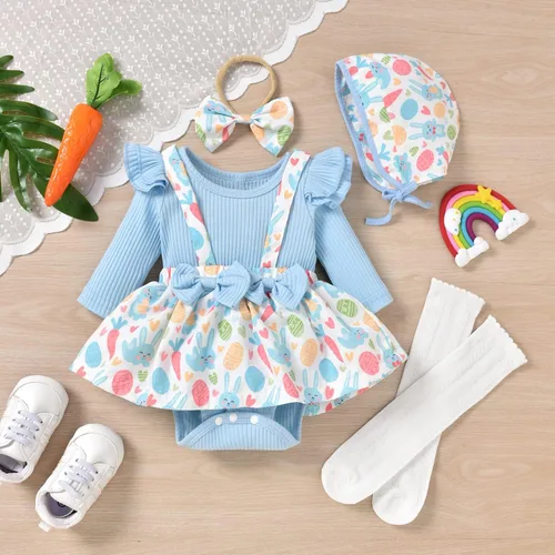 Miniatura 143 de Unutiylo Ropa de bebé recién nacida prematura con tirantes, traje de otoño e invierno, traje de manga larga con volantes