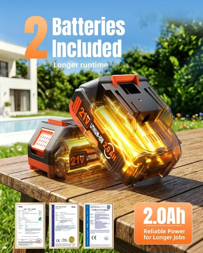 Miniatura 6 de Tijeras de podar eléctricas inalámbricas con 2 baterías, [diámetro de corte de 1.6 pulgadas] Podadora de potencia profesional, tijeras de jardín