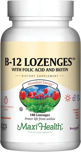 Miniatura 8 de Pastillas de vitamina B12 con ácido fólico y biotina – Sublingual B 12 vitaminas sabor fresa – Vitamina vegetariana Kosher B 12 – Suplemento VIT B12